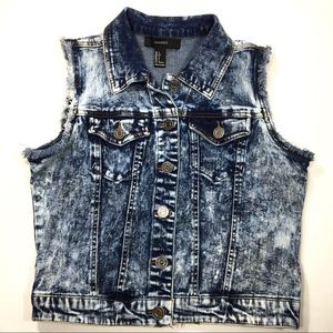 Forever 21 Acid Wash Denim Vest